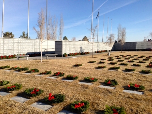 Wreaths Across America - December 2013. Chapter 989 places Christmas Wreaths on Soldiers Graves at the Northern Nevada Veterans Memorial Cemetery, in Fernley.